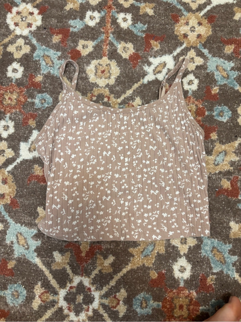Old Navy Taupe Floral Pleated Cami
